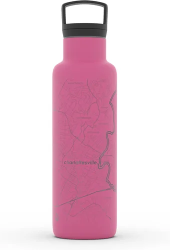 Vista 117 de Well Told Botella de agua aislada con mapa de Washington DC grabado, botella de acero inoxidable grabada (21 onzas, blanco) botella aislada de mapa
