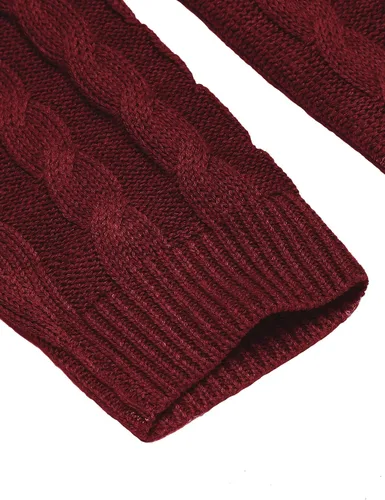 Vista 6 de COOFANDY Suéter de punto trenzado con cuello de chal para hombre, ajuste delgado, informal, con botones