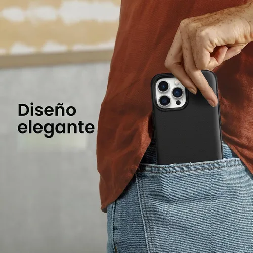 Vista 3 de OtterBox Funda para iPhone 13 Pro Max y iPhone 12 Pro Max Symmetry Series - Negro, ultra suave, compatible con carga inalámbrica, bordes elevados