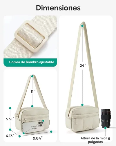 Vista 3 de BAGSMART - Bolsa pequeña 2 en 1 para cámara, color beige