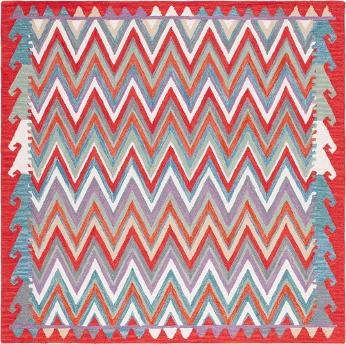 Vista 10 de SAFAVIEH Aspen Collection - Alfombra de pasillo de 2 pies 3 pulgadas x 9 pies, color rojo y marfil, lana cheurón bohemia hecha a mano, ideal