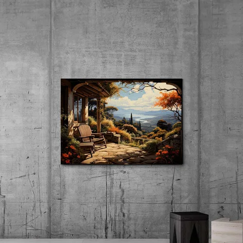 Vista 4 de Canvas Prints Wall Art oil painting rural landscape a house in the village Wall Artwork Paintings for Living Room Bedroom Office Kitchen Bathroom