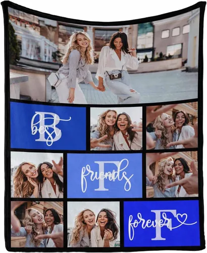 Vista 17 de InterestPrint Manta personalizada con fotos para mejor amiga, manta de cama personalizada para amiga, hermana, textos personalizados de fotos