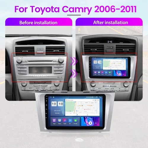 Vista 2 de MekedeTech Radio de coche Android 12 para Toyota Camry 2007 2008 2009 2010 2011 soporte inalámbrico Carplay Android Auto, pantalla táctil