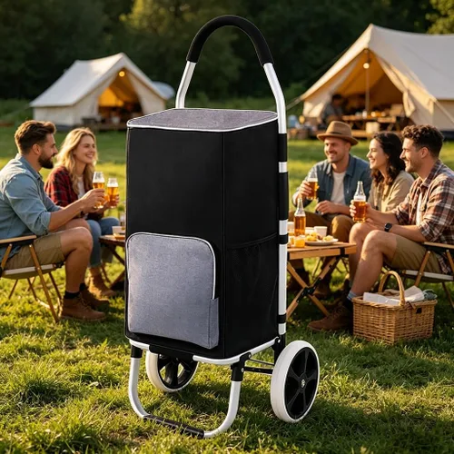 Vista 6 de Bolsa de repuesto para carrito de compras, bolsa de repuesto impermeable para carrito, con bolsillos laterales y bolsillo frontal, bolsa