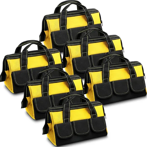 Vista 7 de Silkfly Bolsa de herramientas portátil de 6 piezas para hombres y mujeres, resistente, con parte inferior dura impermeable, varios bolsillos, gran