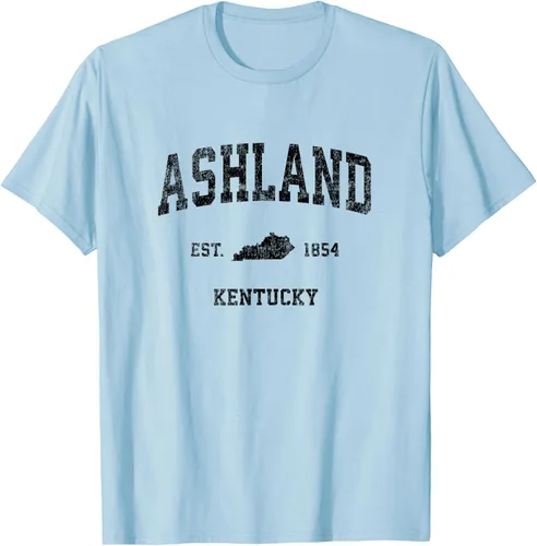 Vista 93 de Ashland Kentucky KY Vintage Sports Design Camiseta de impresión negra Asfalto