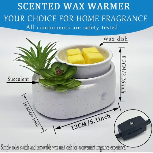 Vista 2 de Calentador de cera para velas perfumadas, calentador eléctrico de fragancia y aceite, calentador de velas 3 en 1 para oficina, dormitorio, regalo
