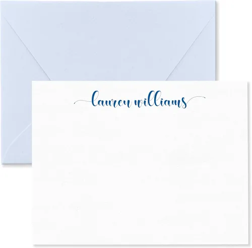 Vista 11 de Tarjetas de notas estacionarias personalizadas y sobres para mujeres con nombre en letra cursiva minúscula, elija colores de tinta y sobres