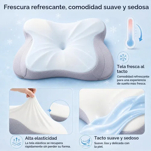 Vista 6 de Almohada cervical para el cuello para dormir, almohada ergonómica para dormir acogedora, almohada de espuma viscoelástica sin olor para dormir