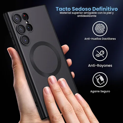 Vista 5 de MAKAVO Funda Mate para Samsung Galaxy S22 Ultra Case, Compatible con MagSafe, Cubierta Magnética Delgada y Fina con Protector de Lente de Cámara