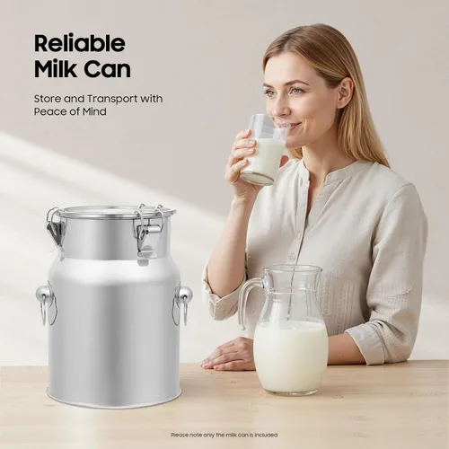 Vista 7 de Cubo de leche de acero inoxidable de 5 litros y 1.32 galones, cubo de vino con tapa sellada, resistente (5 l, sin grifo)