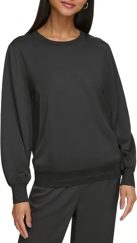 Vista 2 de Karl Lagerfeld Paris Blusa con logo para mujer, Negro