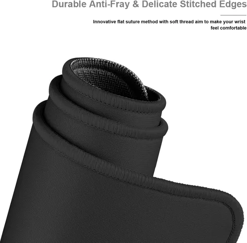 Vista 3 de Alfombrilla de mouse con base de goma antideslizante, alfombrilla de mouse mejorada para juegos con borde cosido, alfombrilla de mouse negra