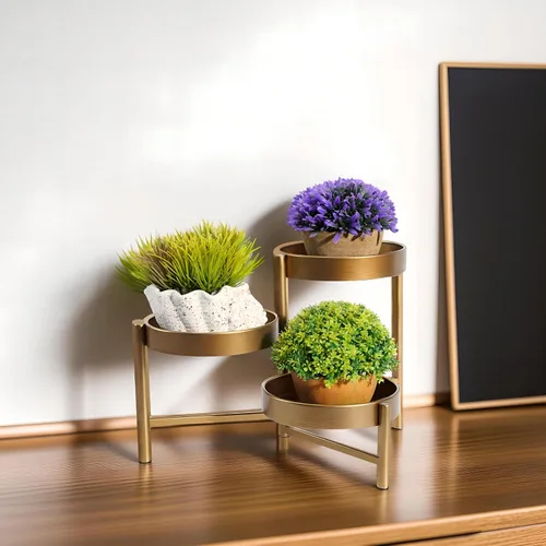 Vista 8 de Harvest Land - Soporte para plantas de 3 niveles para interiores, estante de flores de metal, soporte de mesa para jardín, balcón, sala de estar