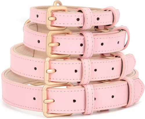 Vista 8 de WHIPPY Airtag Collar de Cuero para Perro Rastreador GPS Air Tag Collar de Cachorro Ajustable de Cuero Suave Acolchado con Estuche Porta Airtag
