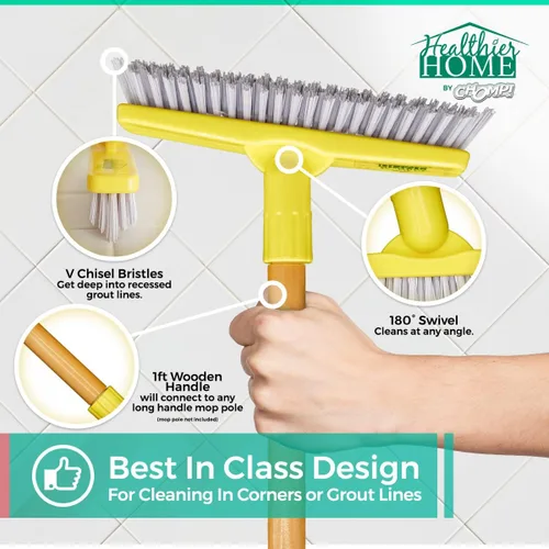 Vista 6 de CHOMP! Paquete limpiador de lechada, incluye cepillo de lechada, refresca la lechada y elimina manchas en suelos de baldosas y paredes de baño