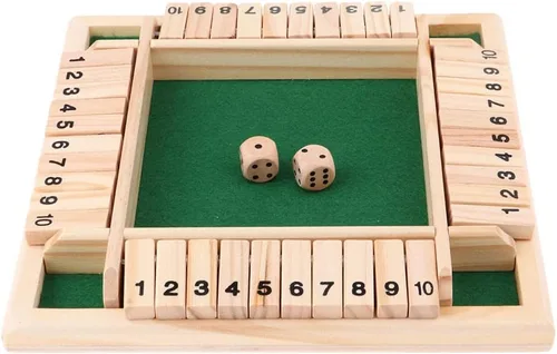 Vista 3 de Shut The Box Close The Wooden Box 4 10 Juego de mesa de números