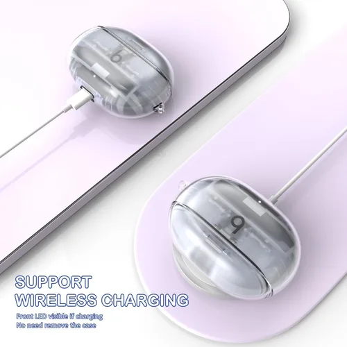 Vista 8 de Beat Studio Buds + (2023) / Beat Studio Buds 2021 Funda protectora transparente de TPU suave transparente de grado militar a prueba de golpes