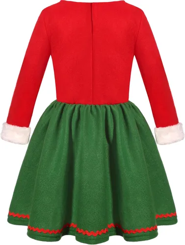 Vista 2 de Gorkonpy Disfraz de elfo para niñas y niños, traje de Navidad