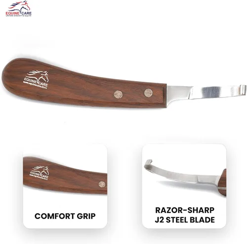 Vista 6 de Equine Care Cuchillo de pezuña de hoja corta para zurdos para recorte de pezuñas de caballo