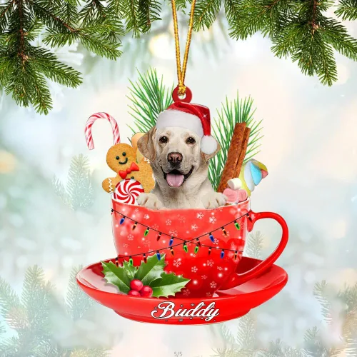 Vista 92 de Alaskan Malamute - Adorno de tetera de perro sentado en una tetera de Navidad, adorno de Navidad con nombre personalizado, adorno de automóvil