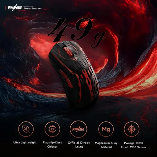 Vista 2 de PWNAGE Stormbreaker v3 - Ratón inalámbrico de magnesio para juegos de 8 kHz - 1.76 oz Ultraligero Esports Pro Gamer Flawless Professional PAW3950