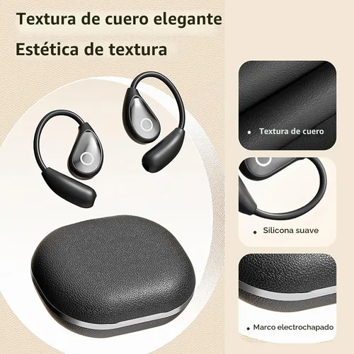 Vista 4 de Auriculares Inalámbricos de Oído Abierto Bluetooth, Auriculares de Conducción Aérea Libres de Dolor con Estuche de Carga de Pantalla Digital LED