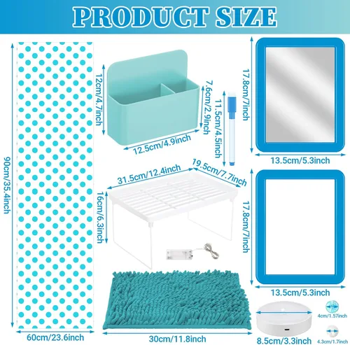 Vista 2 de Chuangdi Organizador de casillero y kit de decoración de 17 piezas de artículos esenciales para el regreso a clases, estante magnético