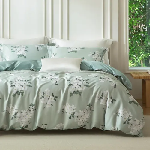 Vista 27 de MILDLY Juego de funda nórdica floral de mármol azul y verde acuarela 3