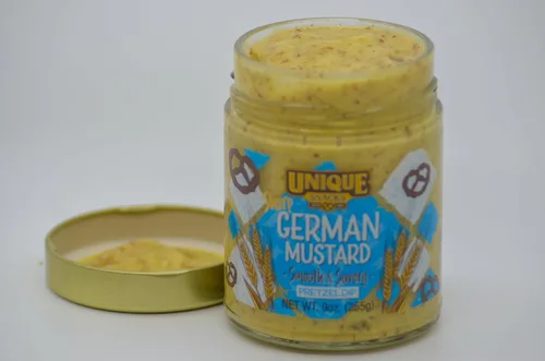 Vista 3 de Unique Snacks Sharp German Mustard Dip, semillas de mostaza de grano entero, salsa de pretzel, sin OMG, paquete de 2