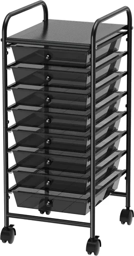 Vista 9 de Simple Houseware Carrito utilitario con 3 cajones, almacenamiento rodante, organizador de arte y manualidades, negro