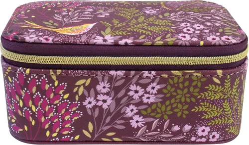 Vista 3 de Portico Designs Joyero pequeño Sara Miller London de terciopelo suave organizador de joyas de viaje, 5 x 3.5 pulgadas, Haveli Gardens