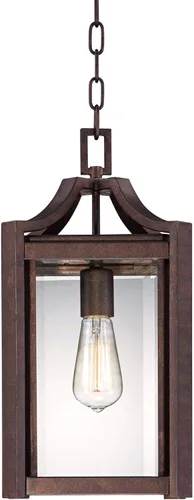 Vista 5 de Rockford - Lámpara colgante moderna para exteriores de 17 1/4 pulgadas, cristal transparente y bronce