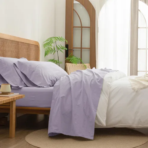 Vista 17 de BESTOUCH Juego de sábanas 100% algodón lavado, tacto de lino, súper suave, cómodo, elegante, ligero, juego de ropa de cama de 3 piezas, color gris