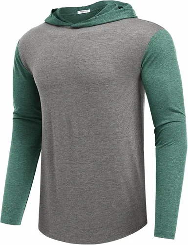 Vista 11 de PINSPARK Sudaderas ligeras con capucha tipo pullover para hombres, manga larga, sudadera con capucha para golf, gimnasio, entrenamiento, sudadera