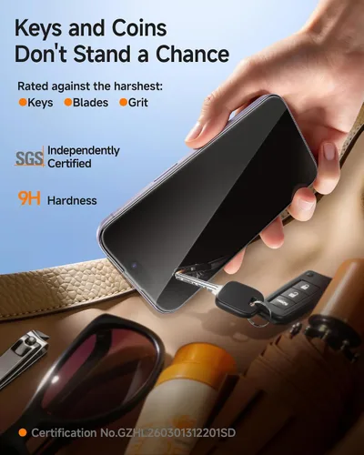 Vista 7 de SMARTDEVIL Paquete de 3 protectores de pantalla para iPhone 17, vidrio templado óptico transparente 9H, 2 veces resistencia a los impactos