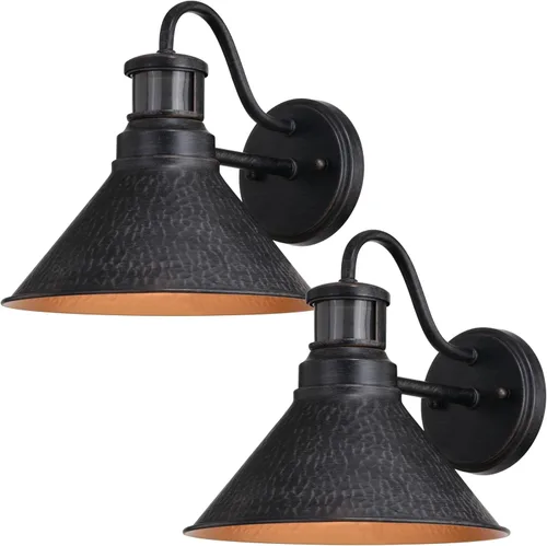 Vista 12 de VAXCEL Outland - Lámpara de pared rústica con sensor de movimiento para porche o patio, linterna de pared de cuello de cisne al aire libre