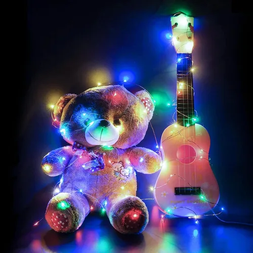 Vista 7 de Paquete de 6 luces de hadas a pilas con temporizador remoto, 8 modos de iluminación, 7 pies, 20 luces LED impermeables para Halloween, Navidad