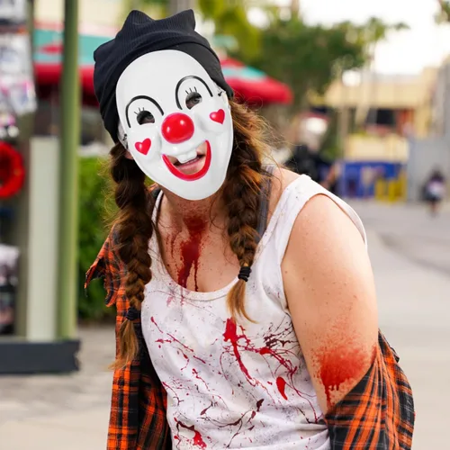 Vista 3 de OUNONA 2 máscaras de payaso de Halloween, máscara de payaso aterrador