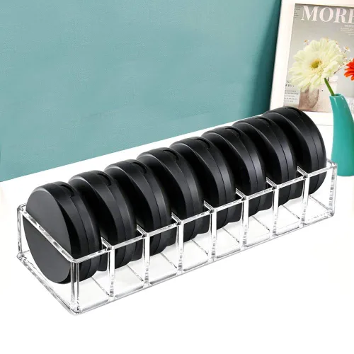 Vista 2 de Weiai Organizador Compacto de Acrílico Transparente, Organizador de Maquillaje para Rubores Iluminadores Sombra de Ojos Polvo Soporte para Tocador