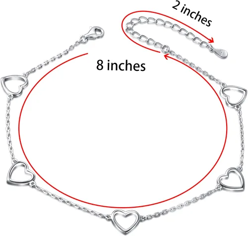 Vista 6 de Daochong - Tobillera de plata esterlina S925 ajustable, para mujer