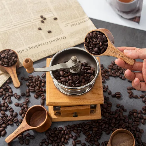 Vista 6 de Cuchara de café de madera, 4 cucharas de madera para tarros, cucharas medidoras pequeñas para café molido, té, azúcar, condimentos, cuchara