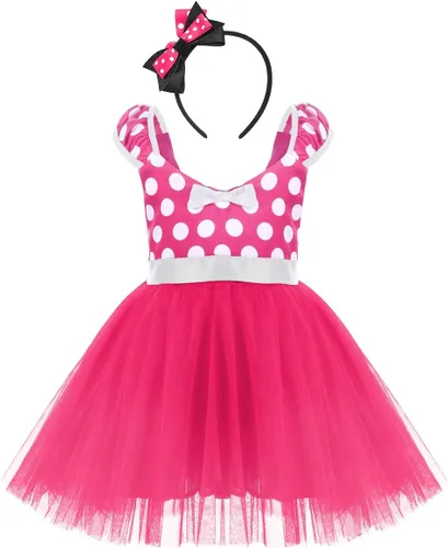 Vista 38 de IWEMEK - Maillot de ballet con diadema para niña con lunares, disfraz con diadema, leotardo