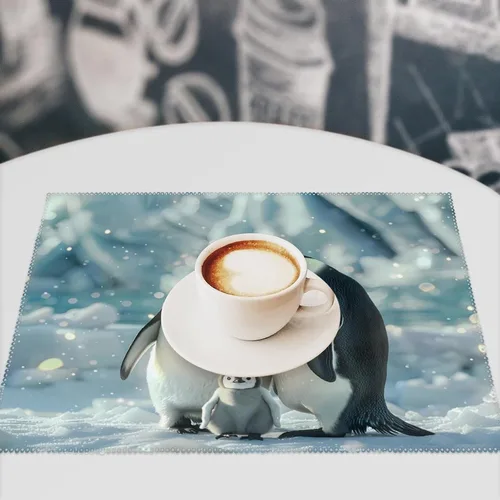 Vista 7 de Penguin Family Placemats Set of 6 Resistant Table Mats Washable Place Mats for Dinner Party Table Decoration