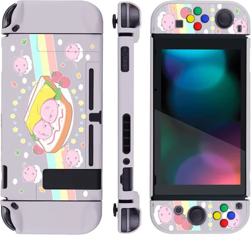 Vista 4 de PlayVital Cubierta trasera para consola Nintendo Switch, protector de controlador de mano NS Joycon carcasa dura, funda protectora acoplable