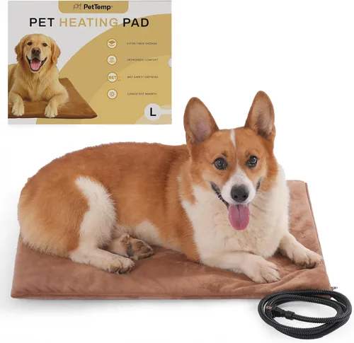 Vista 9 de Almohadilla térmica para mascotas para gatos y perros, interior y exterior, impermeable, con calefacción, cama para perros, cable resistente a