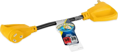 Vista 4 de Adaptador eléctrico Powergrip Dogbone 55175 de Camco, con mango, 18 pulgadas, color amarillo