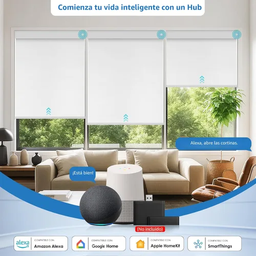 Vista 8 de Persianas motorizadas inteligentes con control remoto, persianas enrollables automáticas sin cables sin taladro, persianas eléctricas opacas