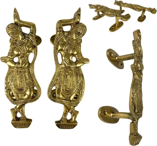 Vista 5 de LoveNspire Tiradores decorativos antiguos de puerta de dama bailarina de 6.8 pulgadas, par de 2 pomos únicos de latón para cajón, estante, armario